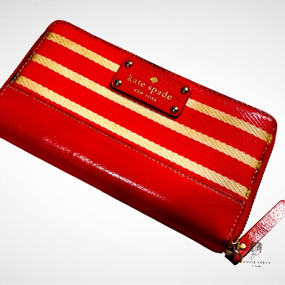 Kate Spade Wellesley Zip Code Collection Red Fabric Neda Wallet